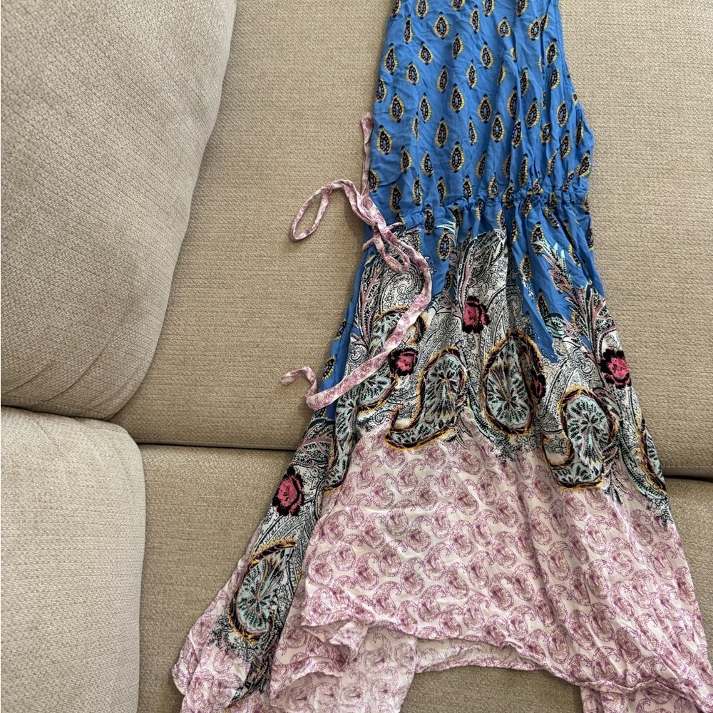 Free People Blue and Pink Floral Dress
